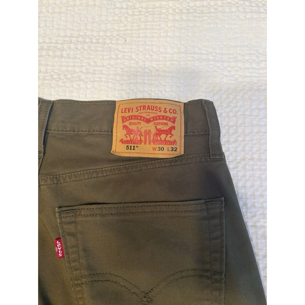 Levi’s 511 Slim Fit Jeans Men’s 30x32 Olive Green Stretch Denim Pants Cotton